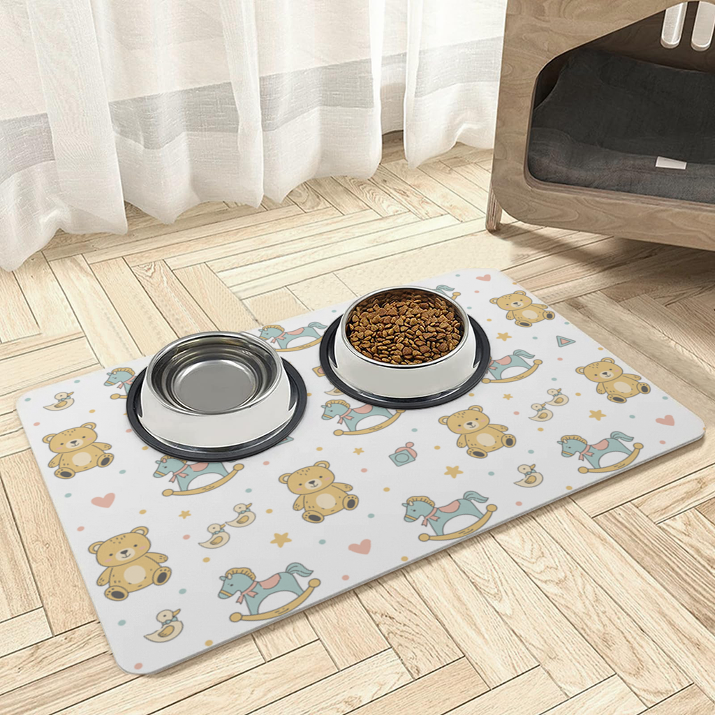 Cute Toy Pattern Kids Background Pet Feeding Mat