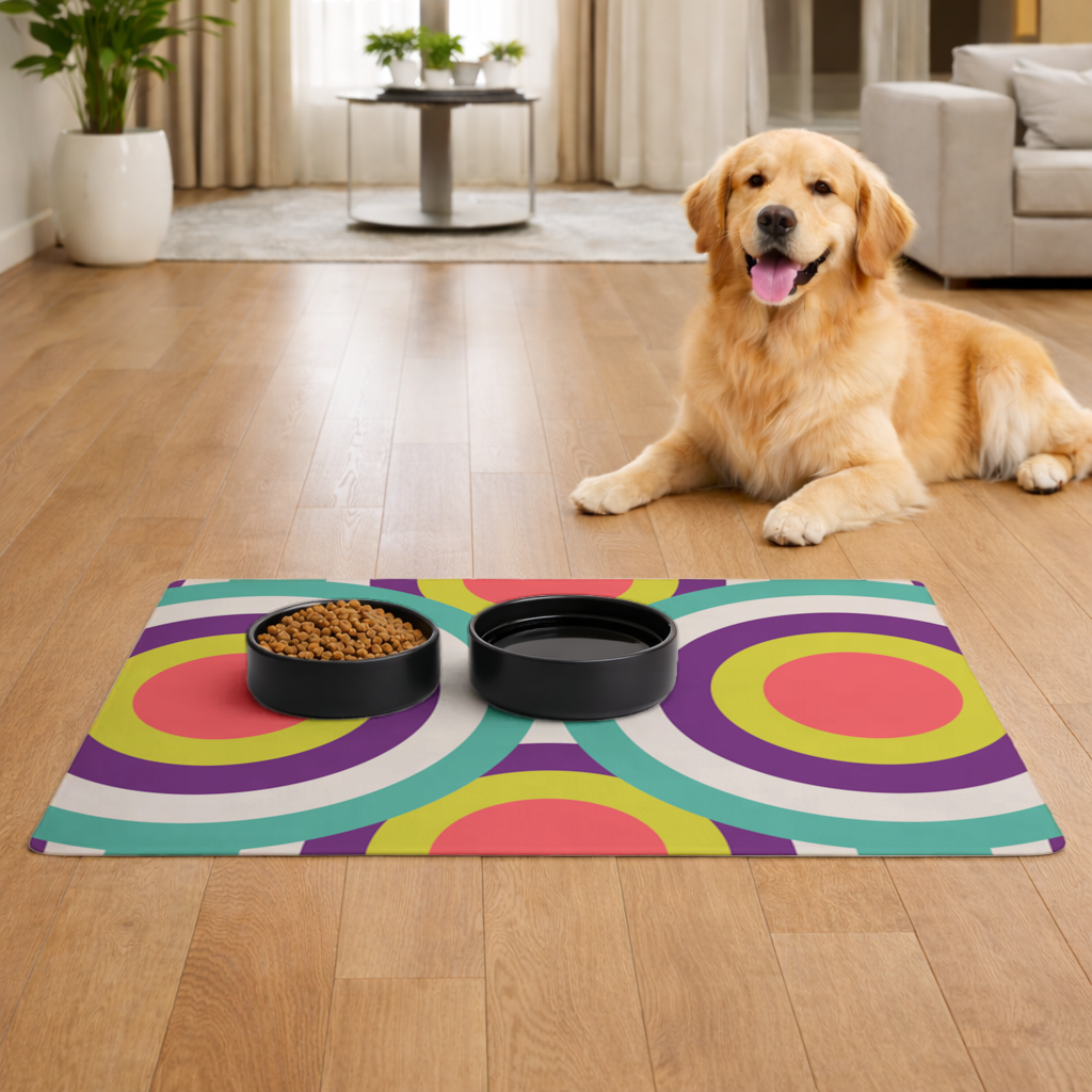 Colorful Geometric Circle Pattern Pet Feeding Mat