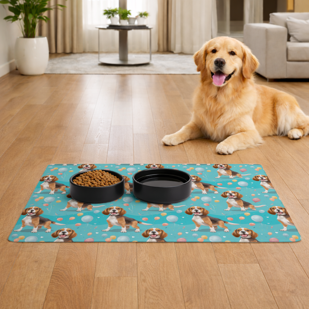 Cute Beagle Dog and Colorful Balloons Seamless Pattern 