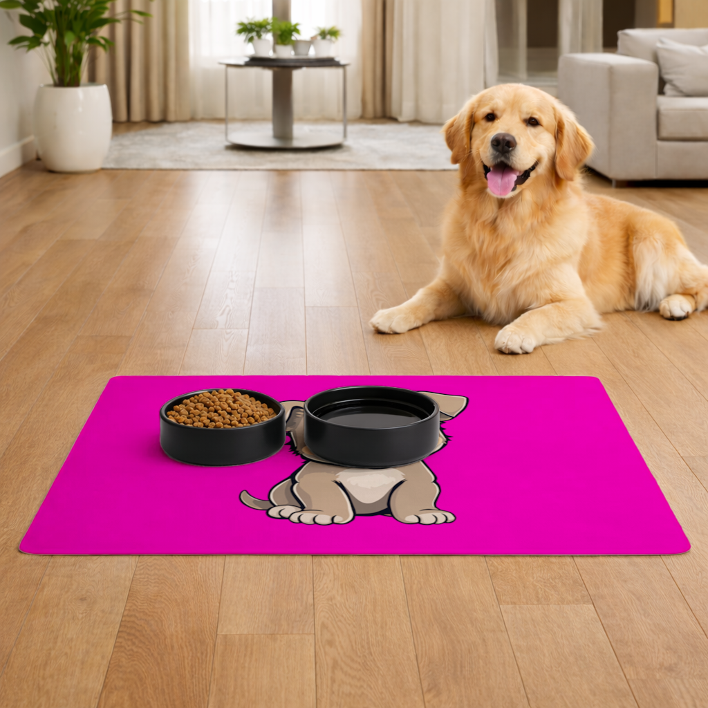 Cute Dog Illustration on Pink Background 