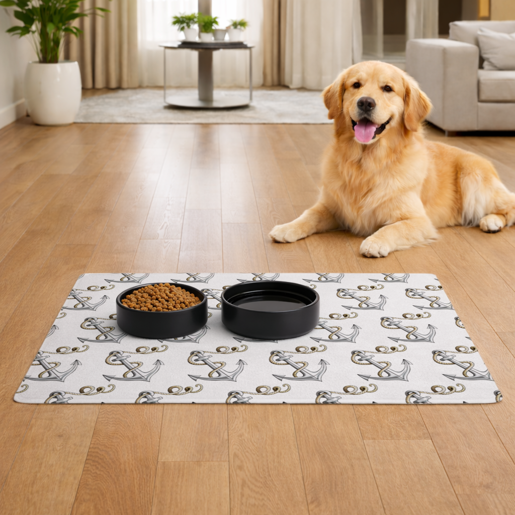Sailor Anchor with Rope Tattoo Art Pet Feeding Mat