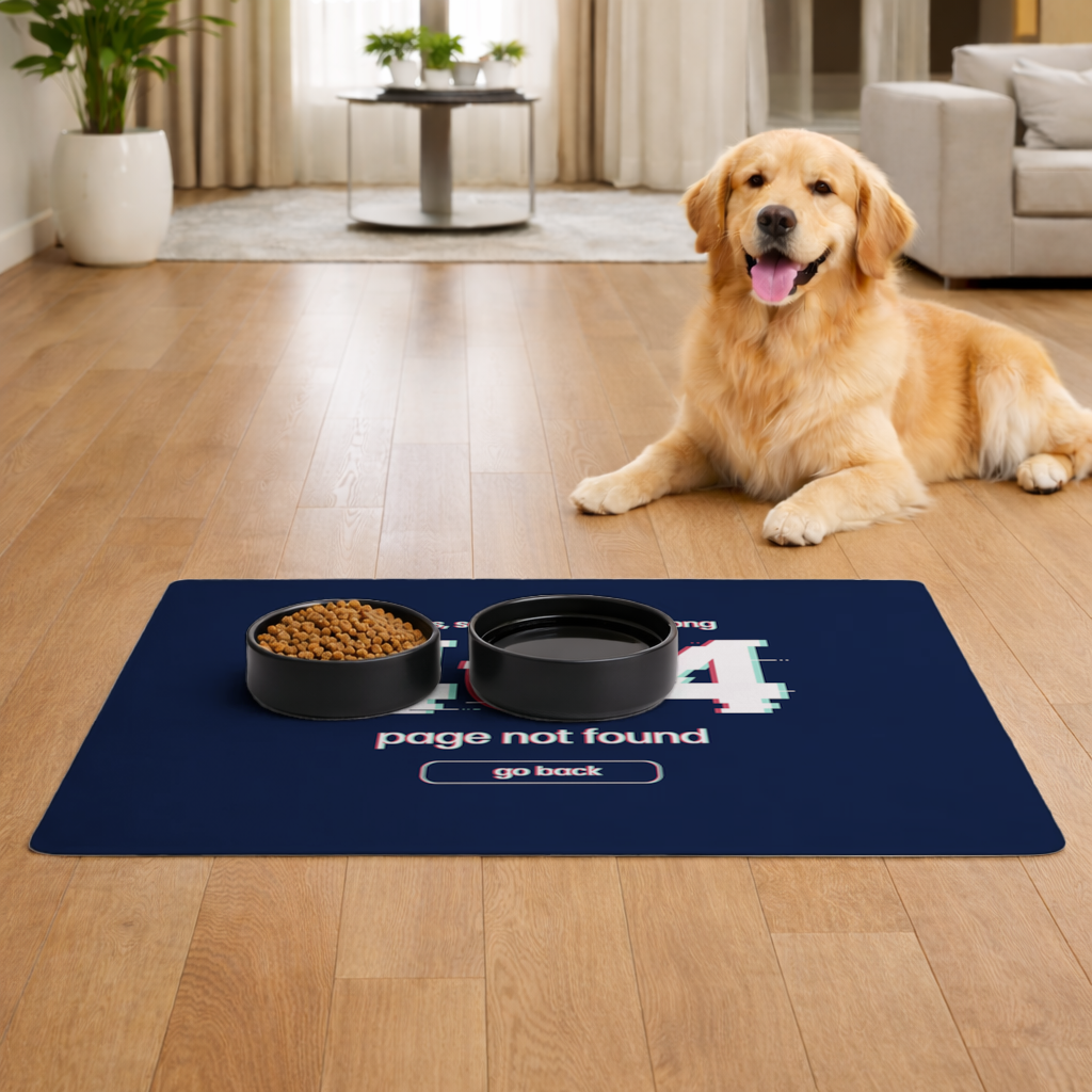 404 Error Glitch Design Pet Feeding Mat