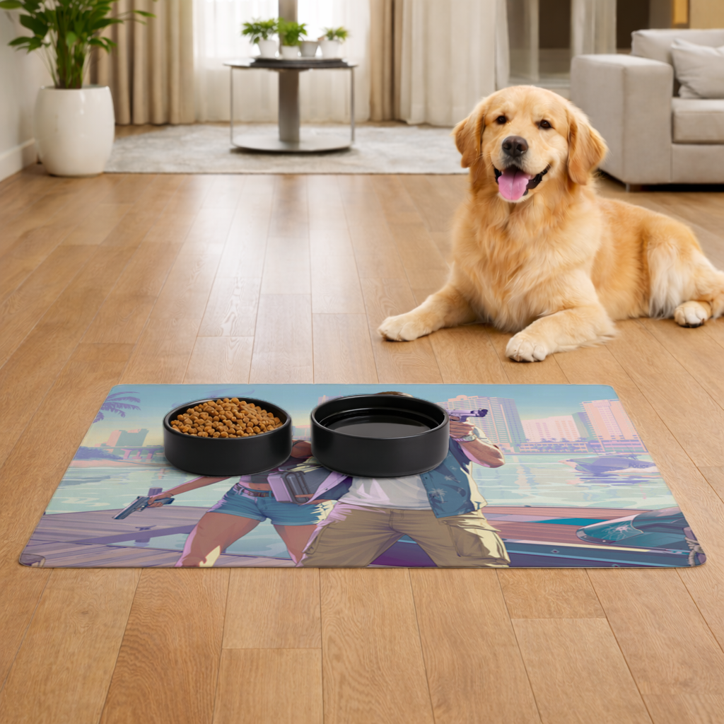 Vice City Showdown  Tropical Heist Duo Pet Feeding Mat