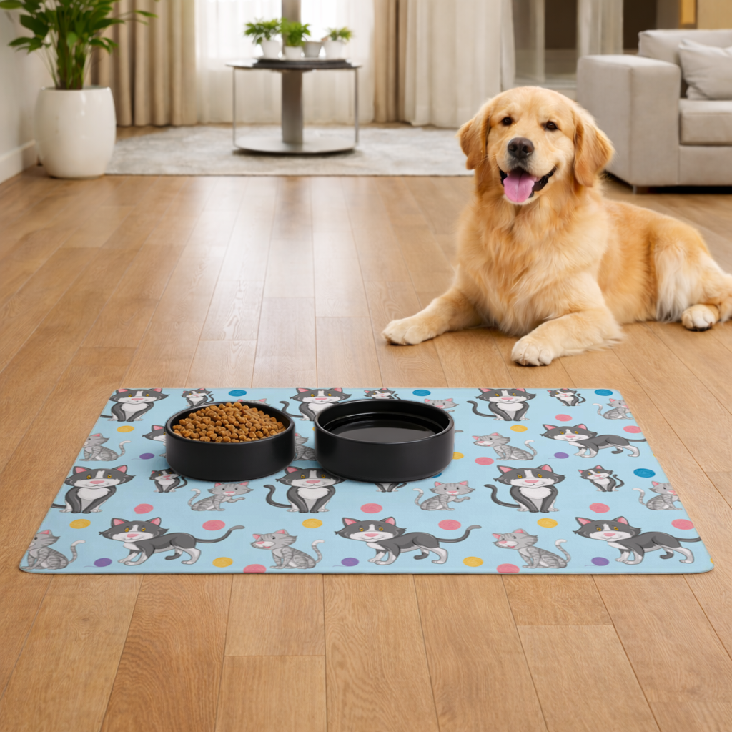 cat repeat pattern Pet Feeding Mat