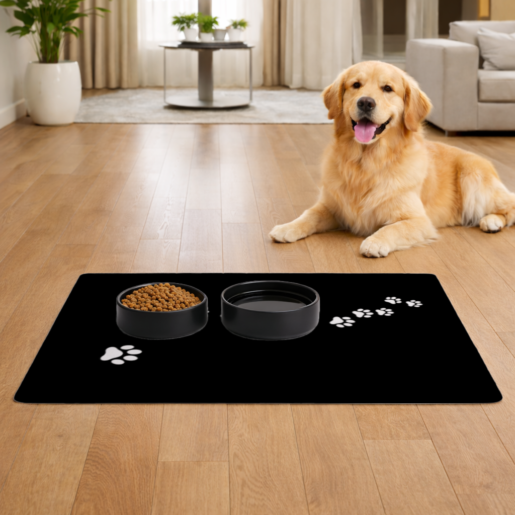 Paw Prints Trail Pet Feeding Mat