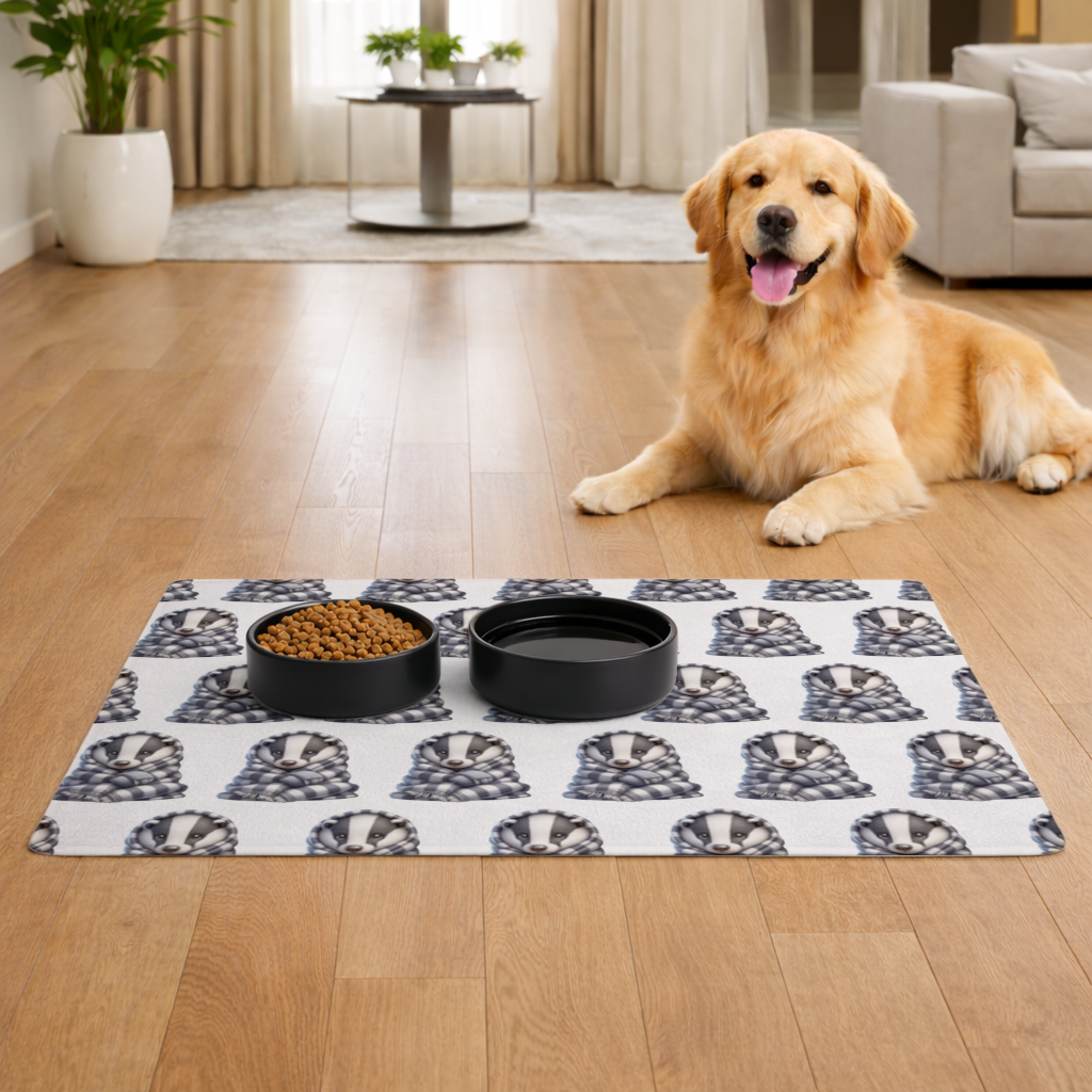 Cozy Baby Badger Wrapped in Blanket Pet Feeding Mat
