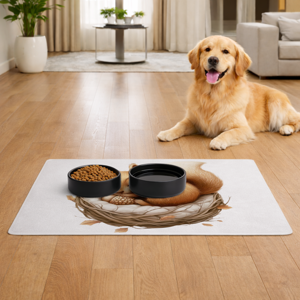 Sleeping Baby Squirrel in Nest Pet Feeding Mat