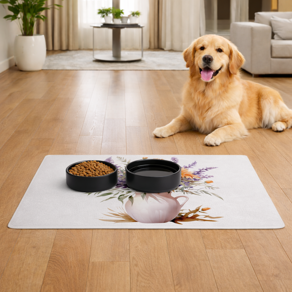 Cottagecore Wildflower Pitcher Pet Feeding Mat