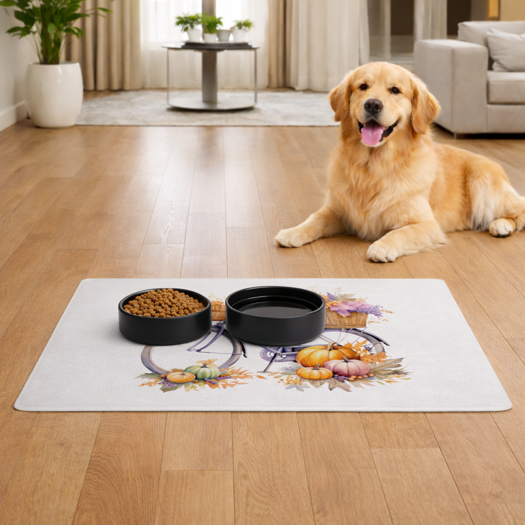 Lavender Autumn Bicycle with Pumpkins 