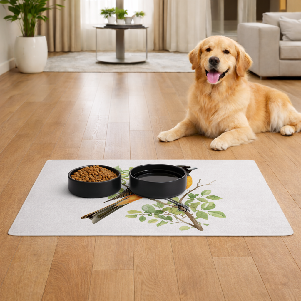 Baltimore Oriole on Branch Pet Feeding Mat