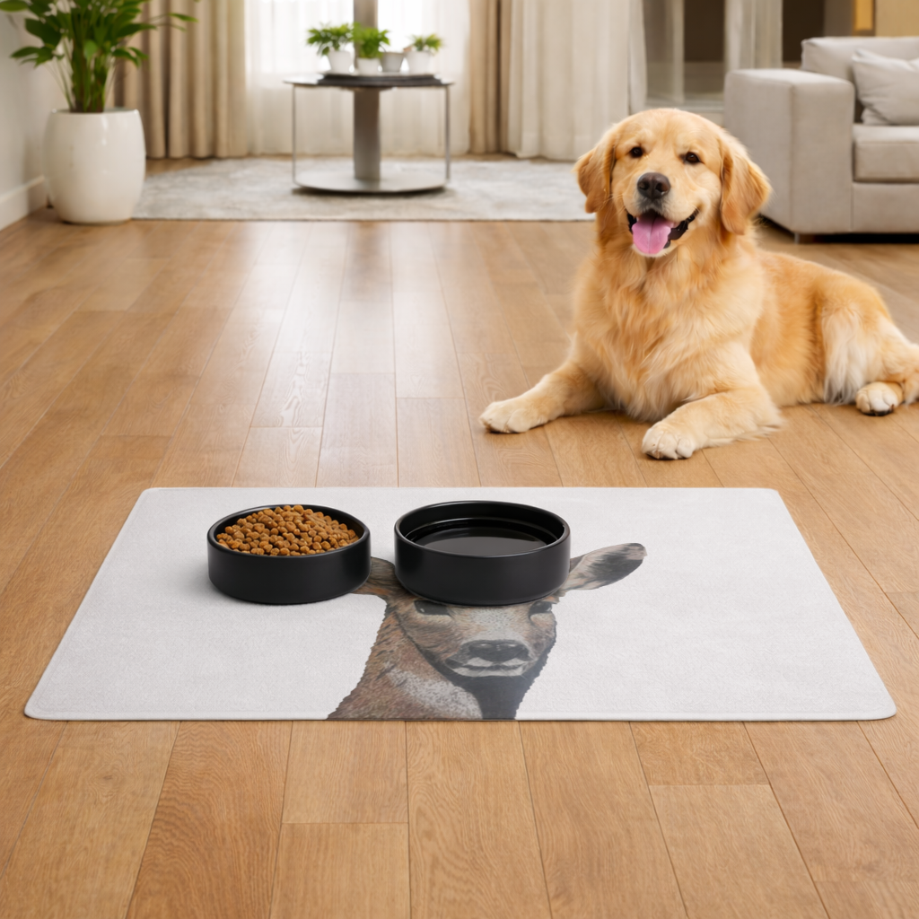 Deer colored pencil sketch Pet Feeding Mat