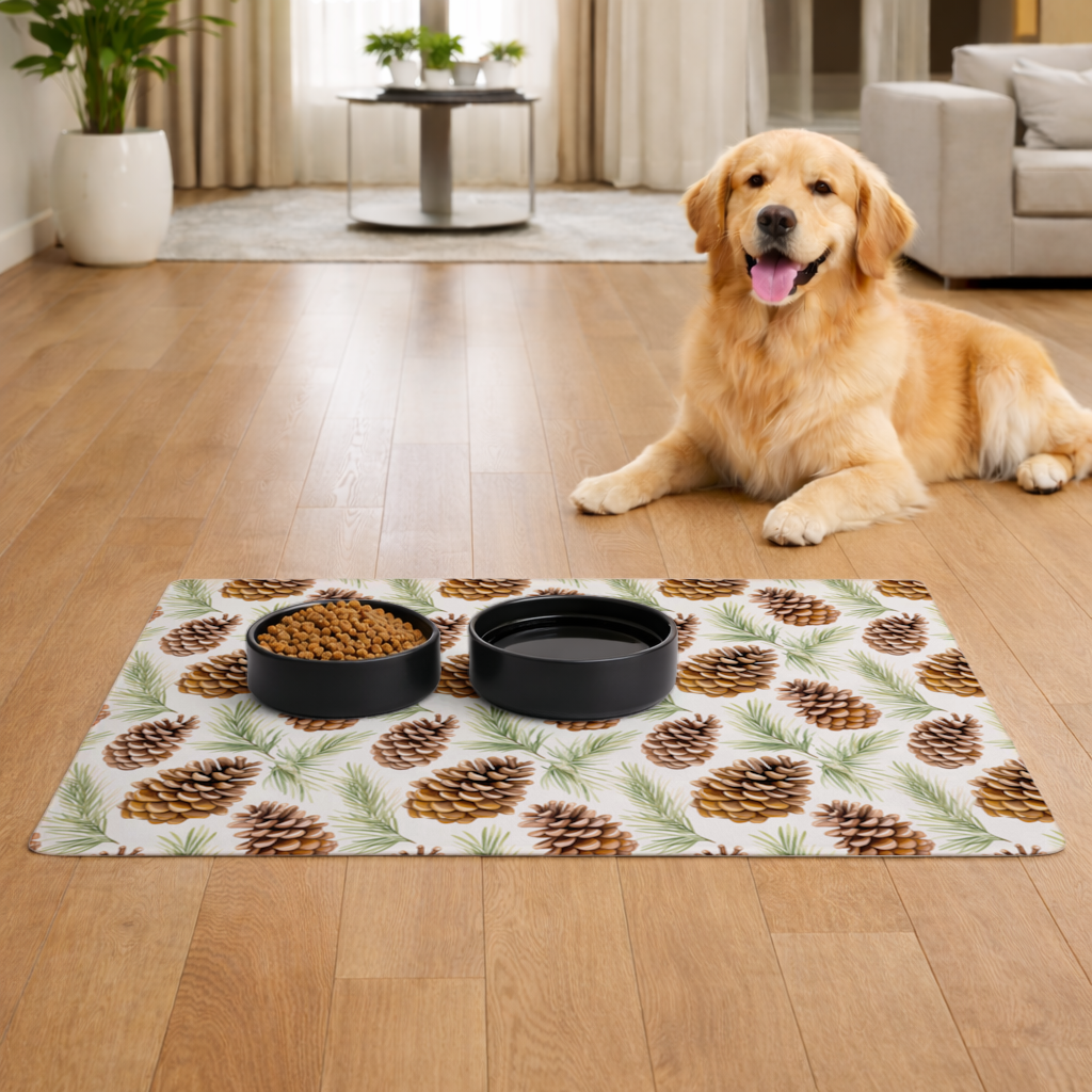 Pinecone Pattern Nature Background Pet Feeding Mat