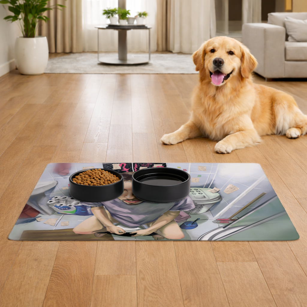 Toilet allegory Pet Feeding Mat
