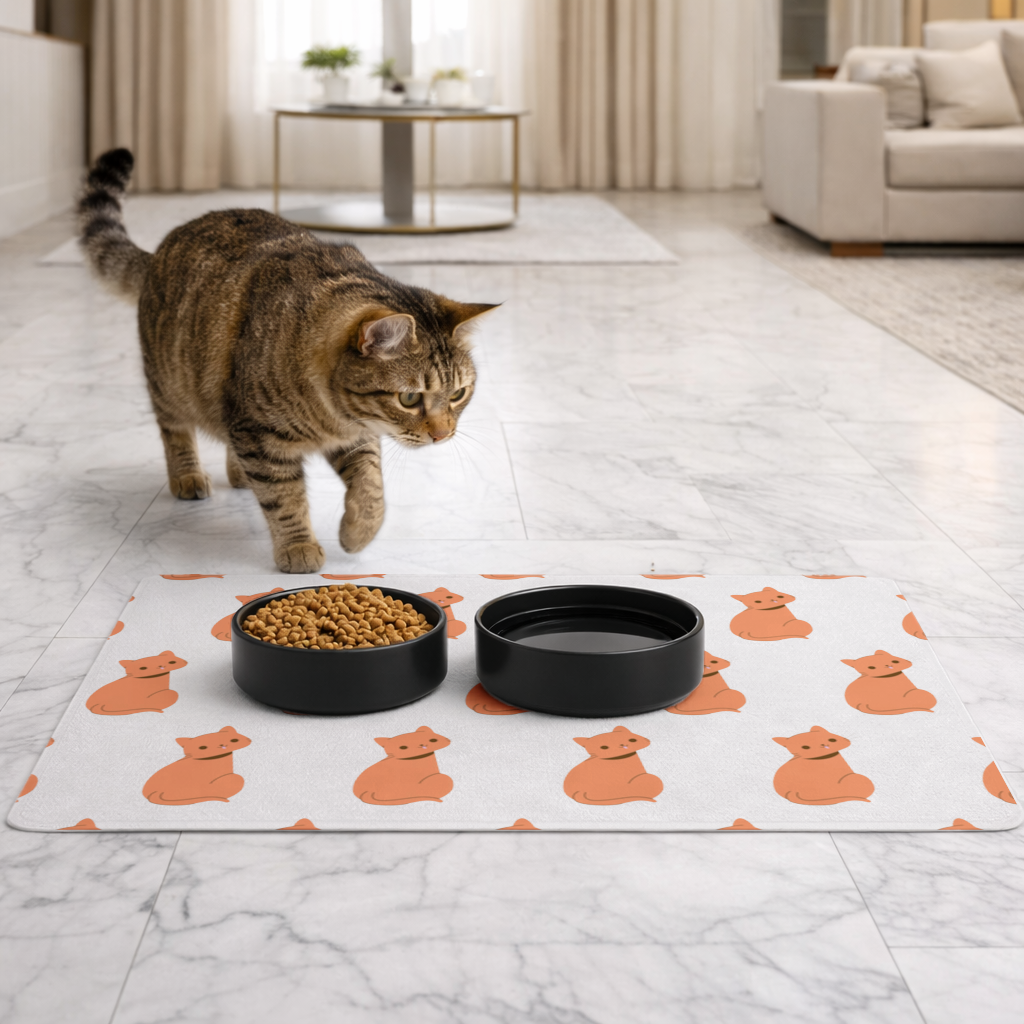 furry feline friends Pet Feeding Mat