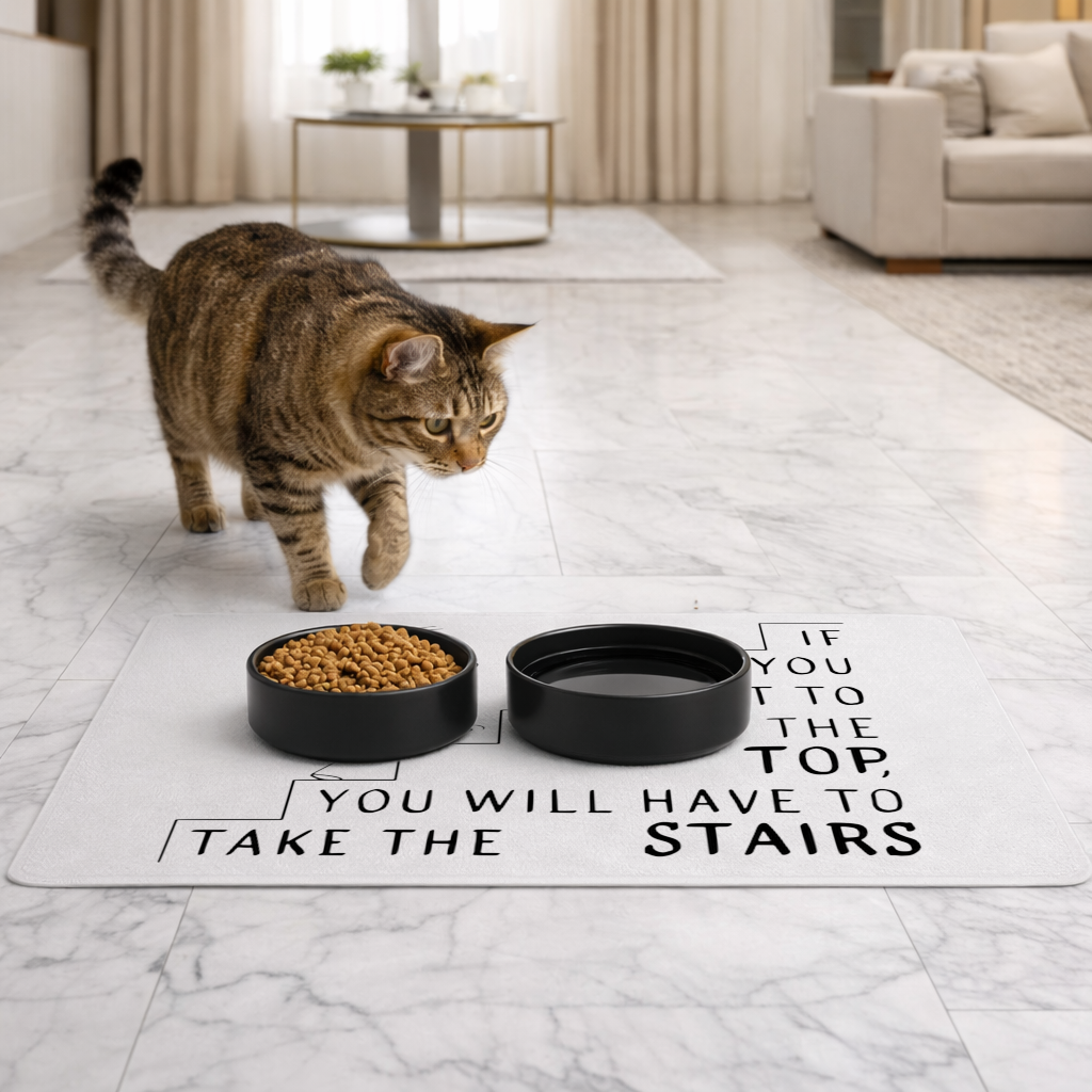 Eğer zirveye ulaşmak istiyorsan, merdivenleri çıkmak zorundasın Evcil Hayvan Besleme Matı