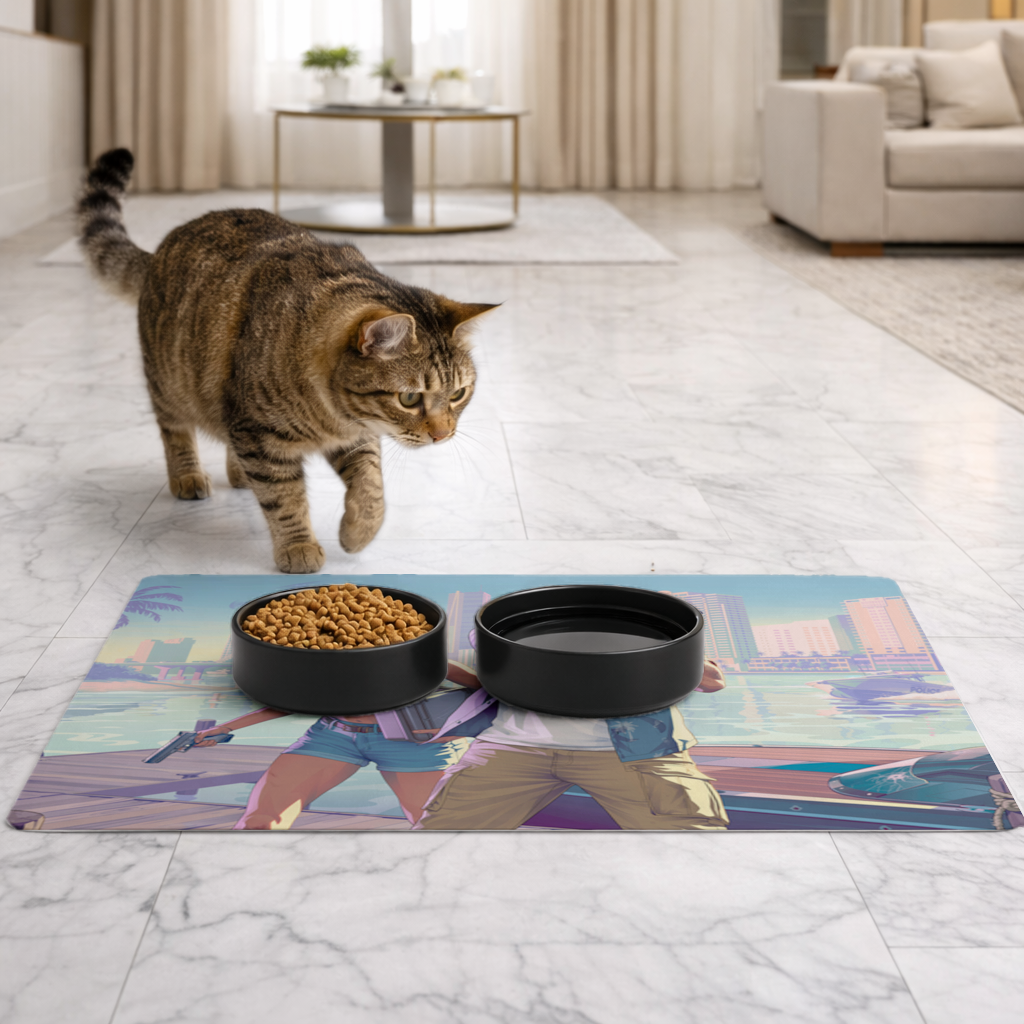 Vice City Showdown  Tropical Heist Duo Pet Feeding Mat