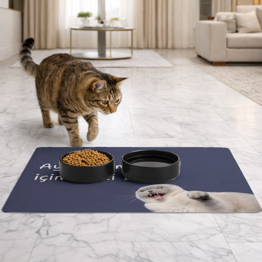 Relatable Grumpy Cat with Sarcastic Line Pet Feeding Mat