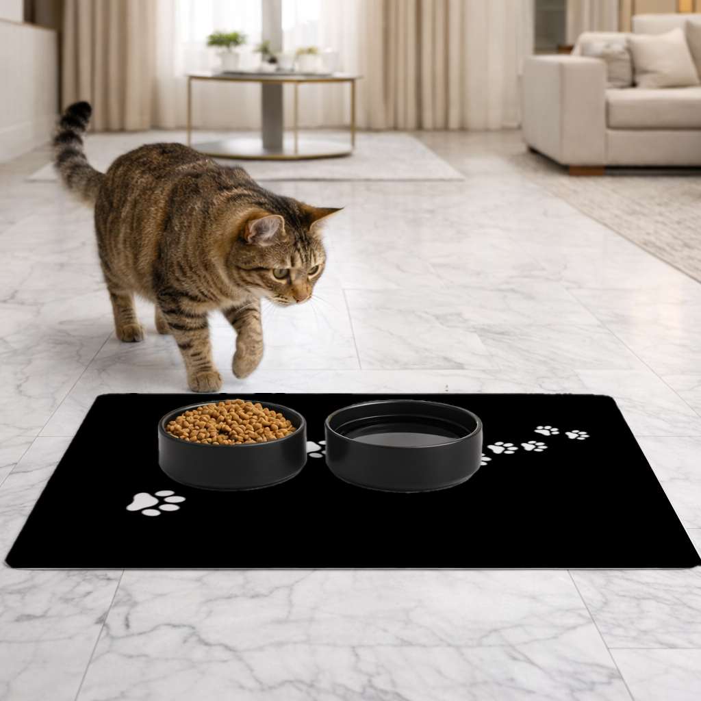 Paw Prints Trail Pet Feeding Mat