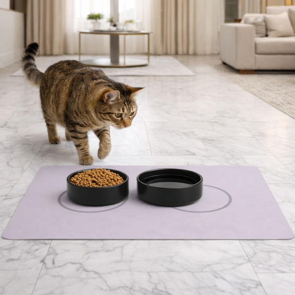 "Dual Geometric Ring" Minimalist Pet Feeding Mat Pet Feeding Mat