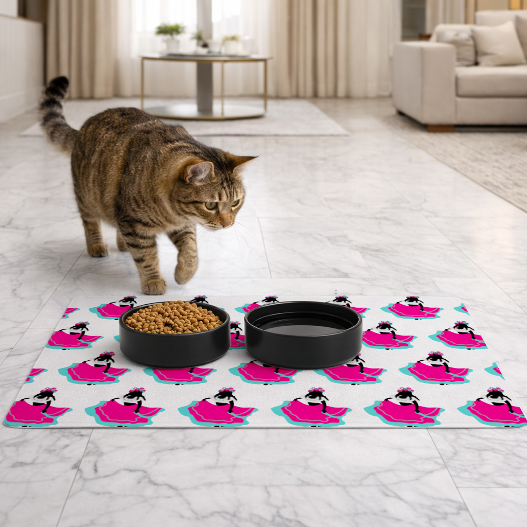 Mexican Folklorico Dancer Silhouette Pet Feeding Mat