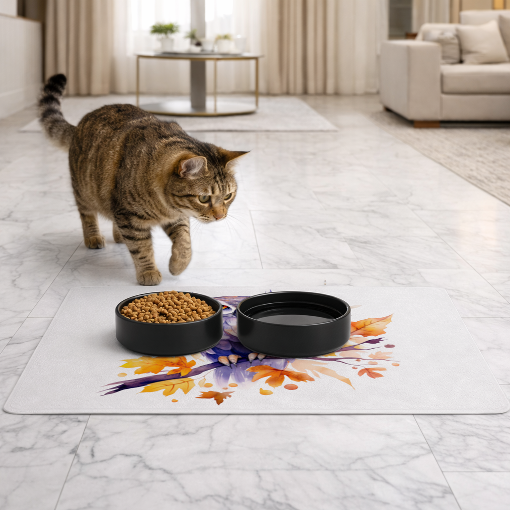 Suluboya Sonbahar Baykuşu ve Kelebek Evcil Hayvan Besleme Matı