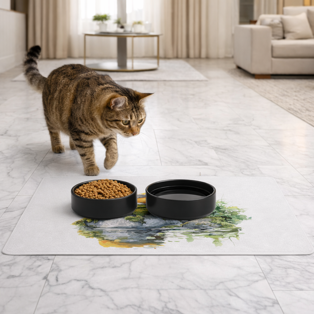 Orange Baltimore Oriole Bird Pet Feeding Mat