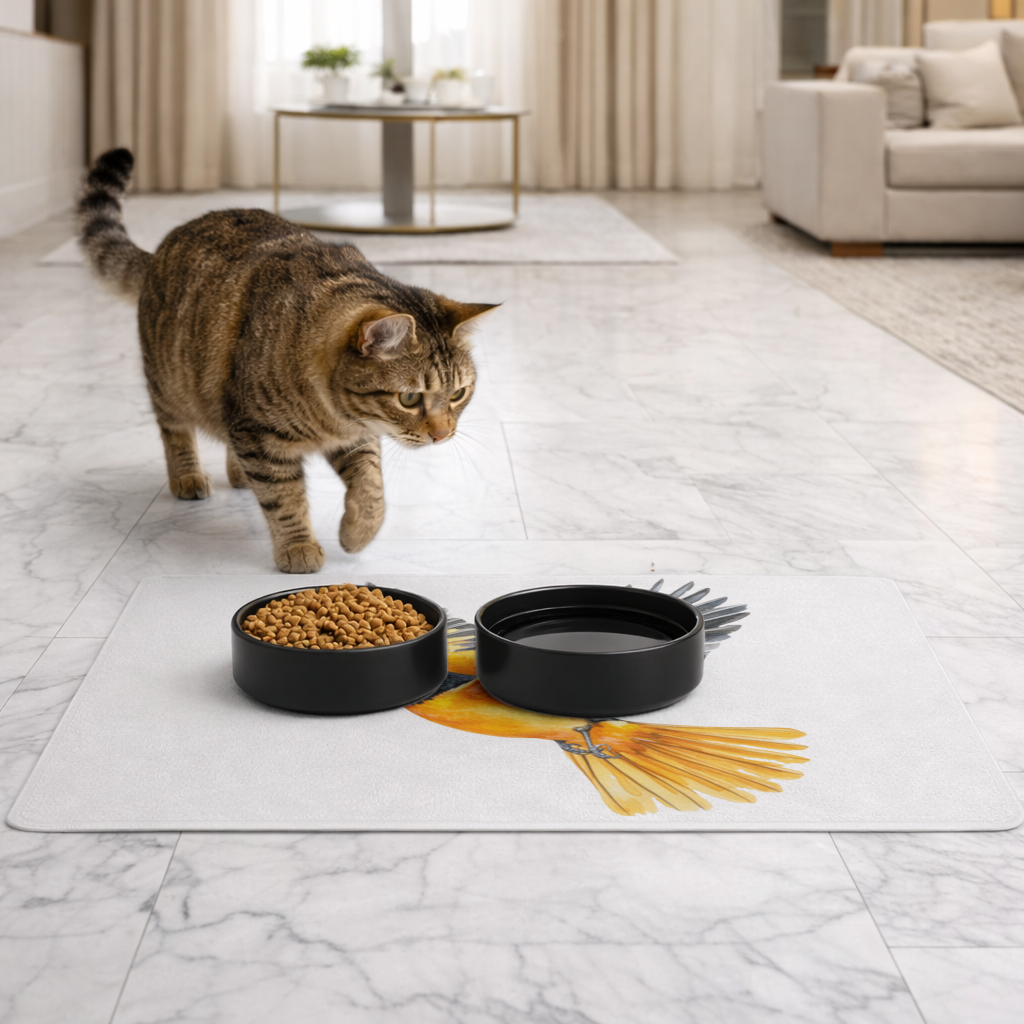Watercolor Baltimore Oriole Pet Feeding Mat