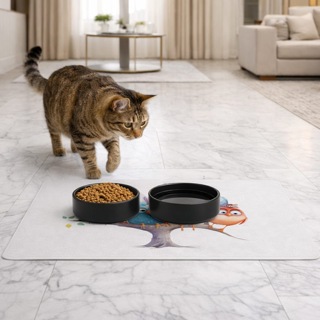 Whimsical Colorful Birds on Branch 