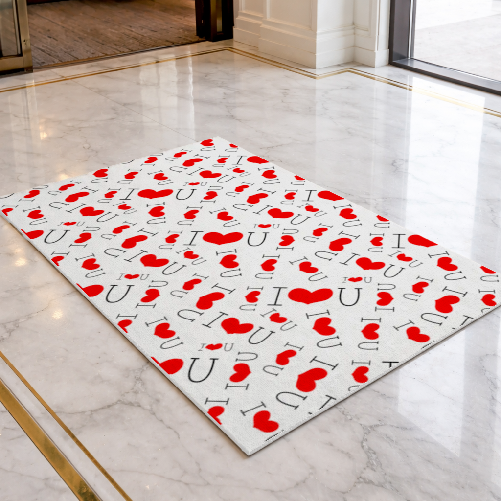 Valentines Day I Love You Heart Pattern Romantic Design Doormat