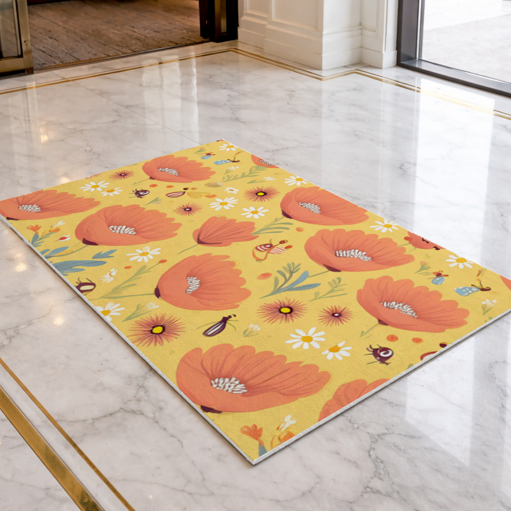 Floral  Insect Pattern  Colorful Design Doormat