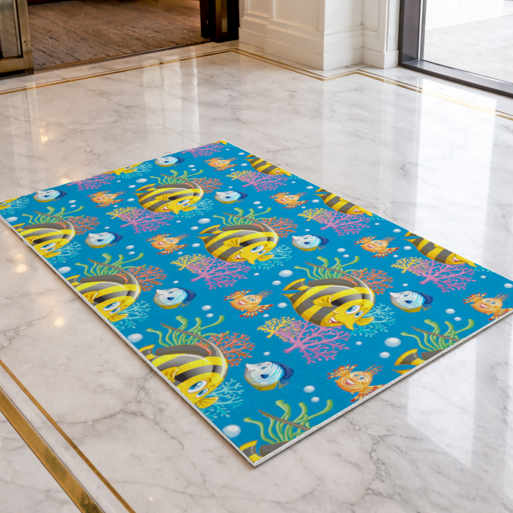 Colorful Tropical Fish and Coral Reef Pattern Doormat