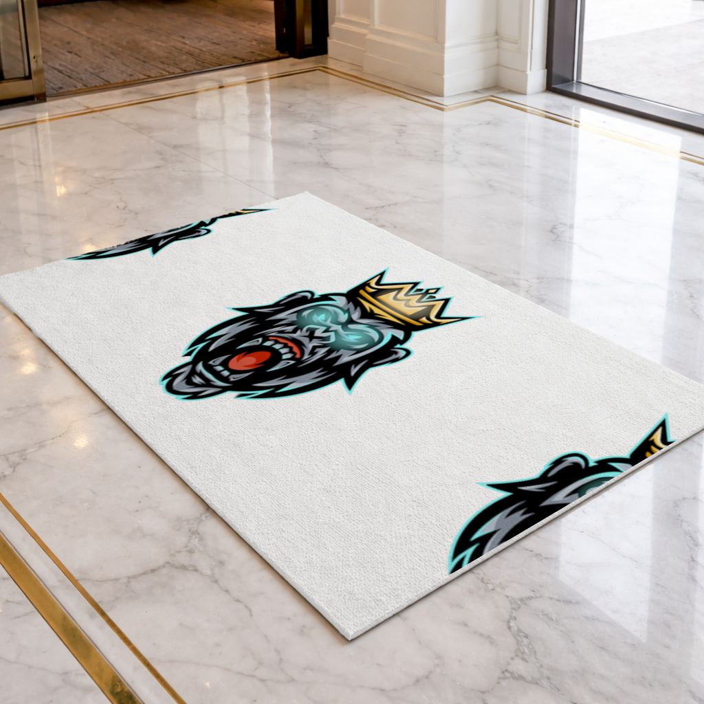 Angry Gorilla King with Crown Graphic - Neon Mascot Design Doormat