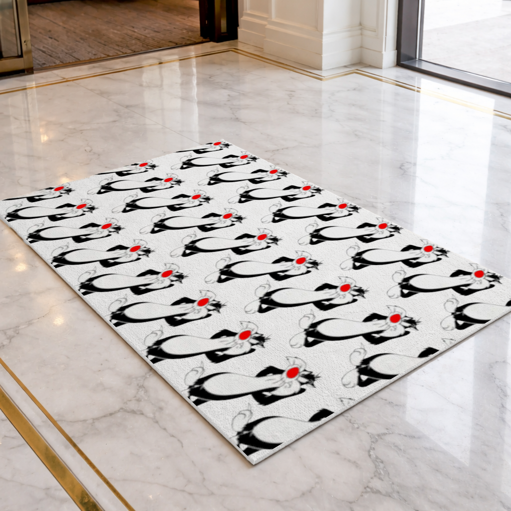 Funny Cartoon Cat Illustration Doormat