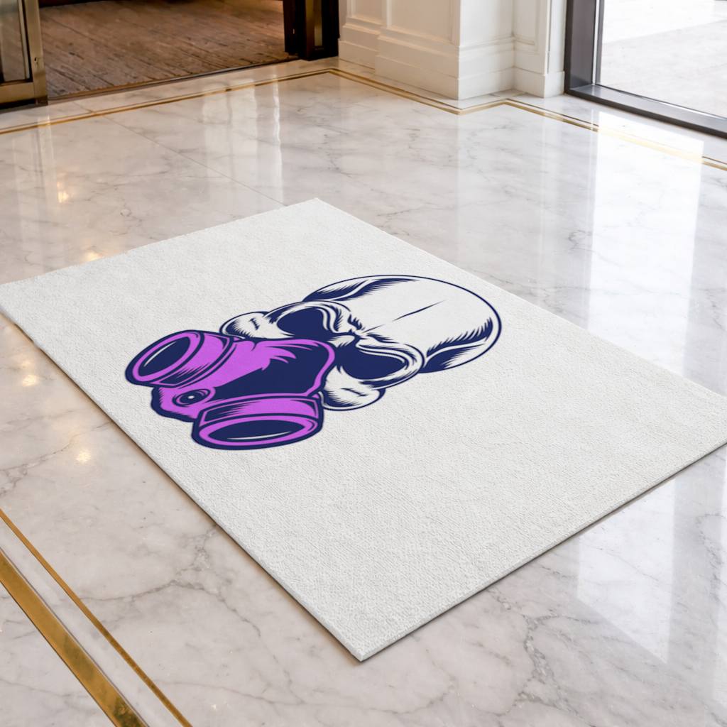 Skull with Gas Mask Illustration Modern and Edgy Design Doormat