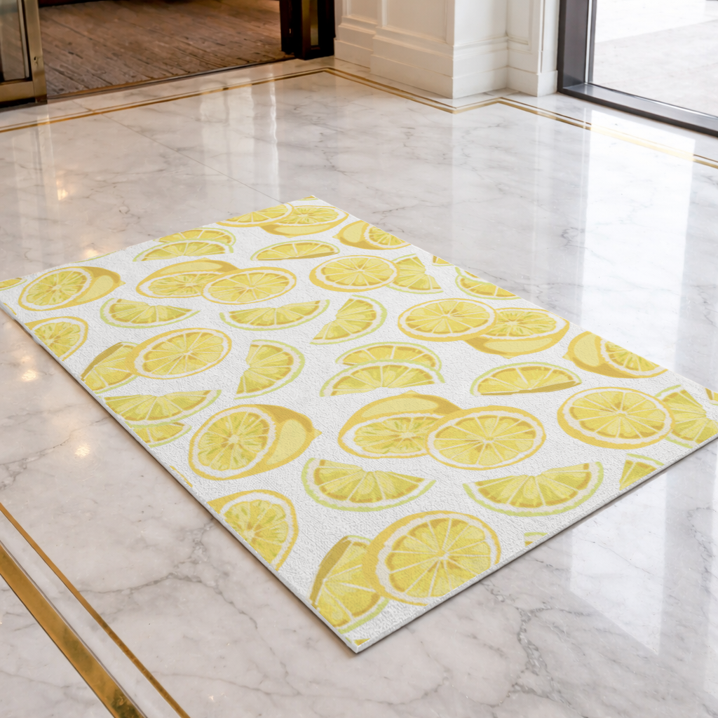 Fresh Lemon Slices Vibrant Summer Pattern Doormat