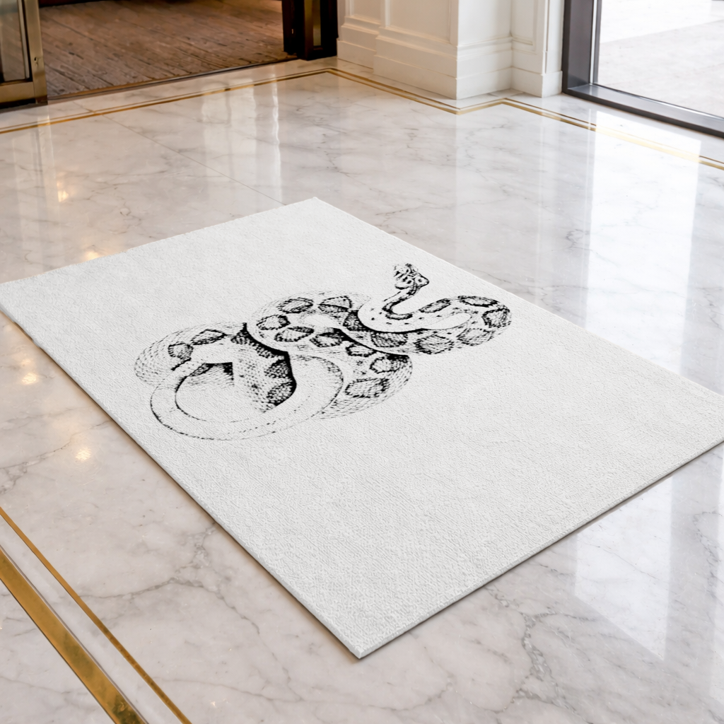 Detailed Vintage Rattlesnake Illustration Doormat