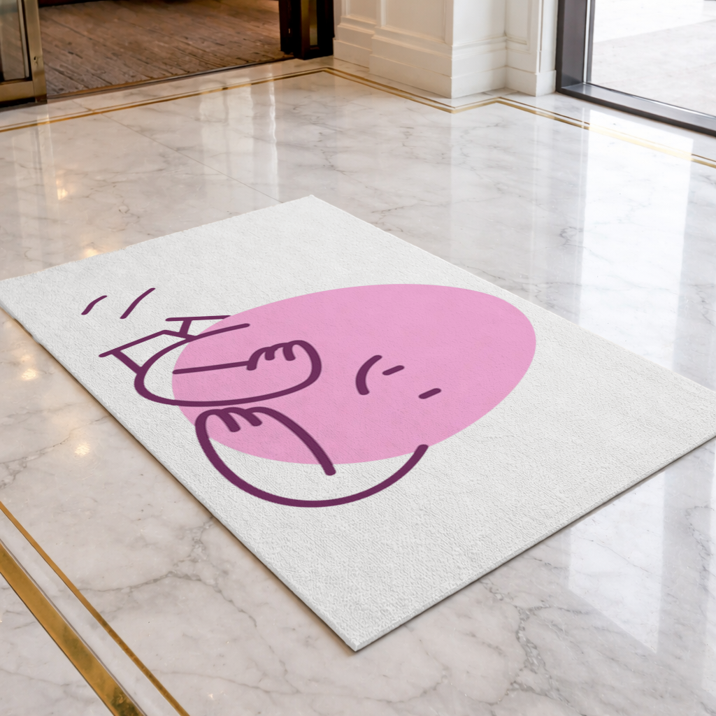 Cute Pink Lying Character Illustration Doormat