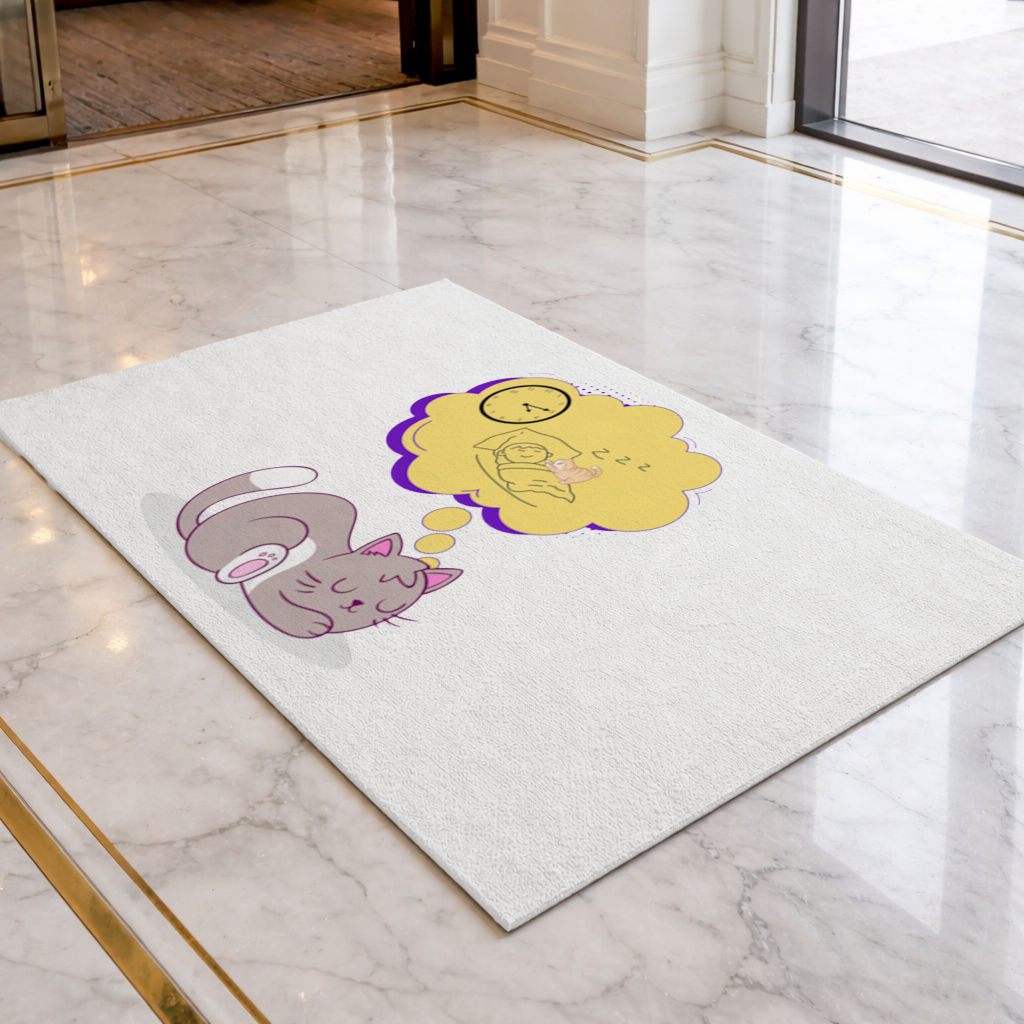 Cat Planning a 4 AM Zoomies Illustration Doormat