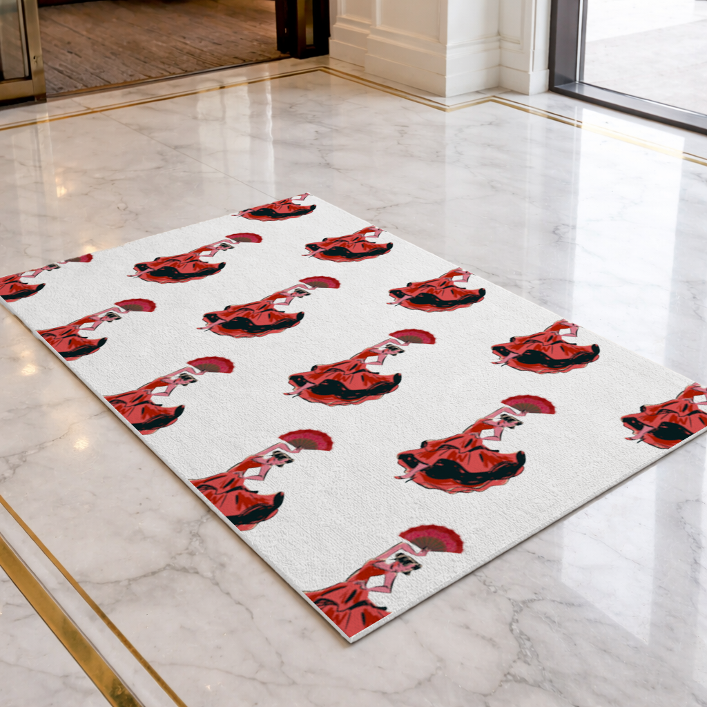 Flamenco Dancer with Fan Illustration Doormat