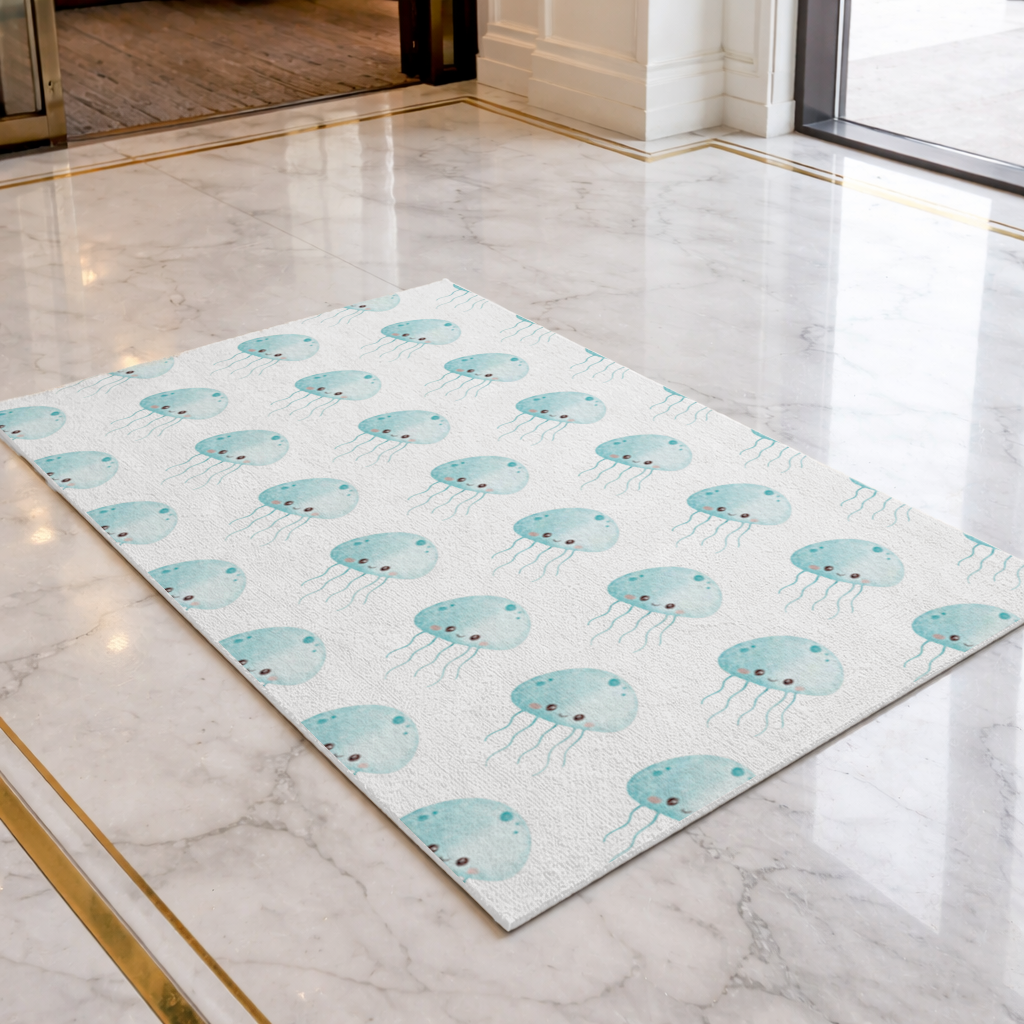Cute Blue Jellyfish Character Doormat