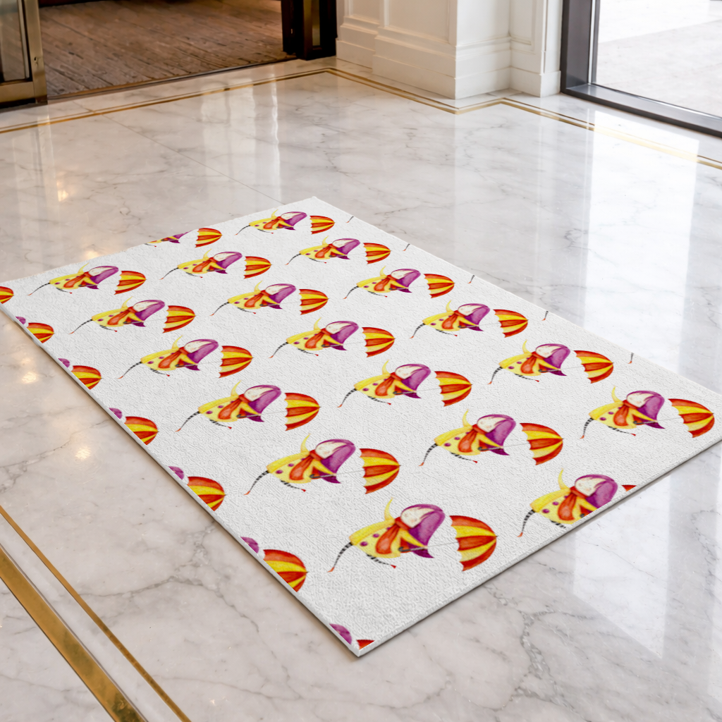 Cheerful Girl with Umbrella Doormat