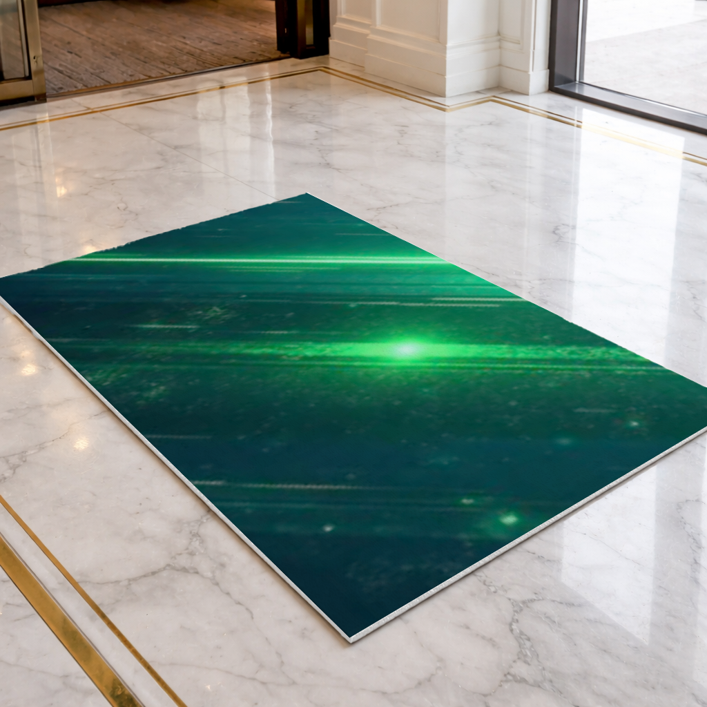 Green bright strips on black background. Doormat