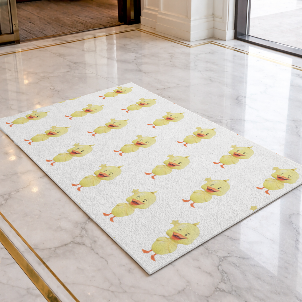 Yıldızlı Göz Kırpan Neşeli Sarı Ördek Kapı Önü Paspası