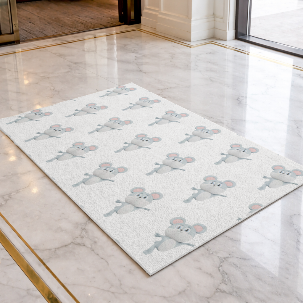 Dancing Cute Grey Mouse Character Doormat