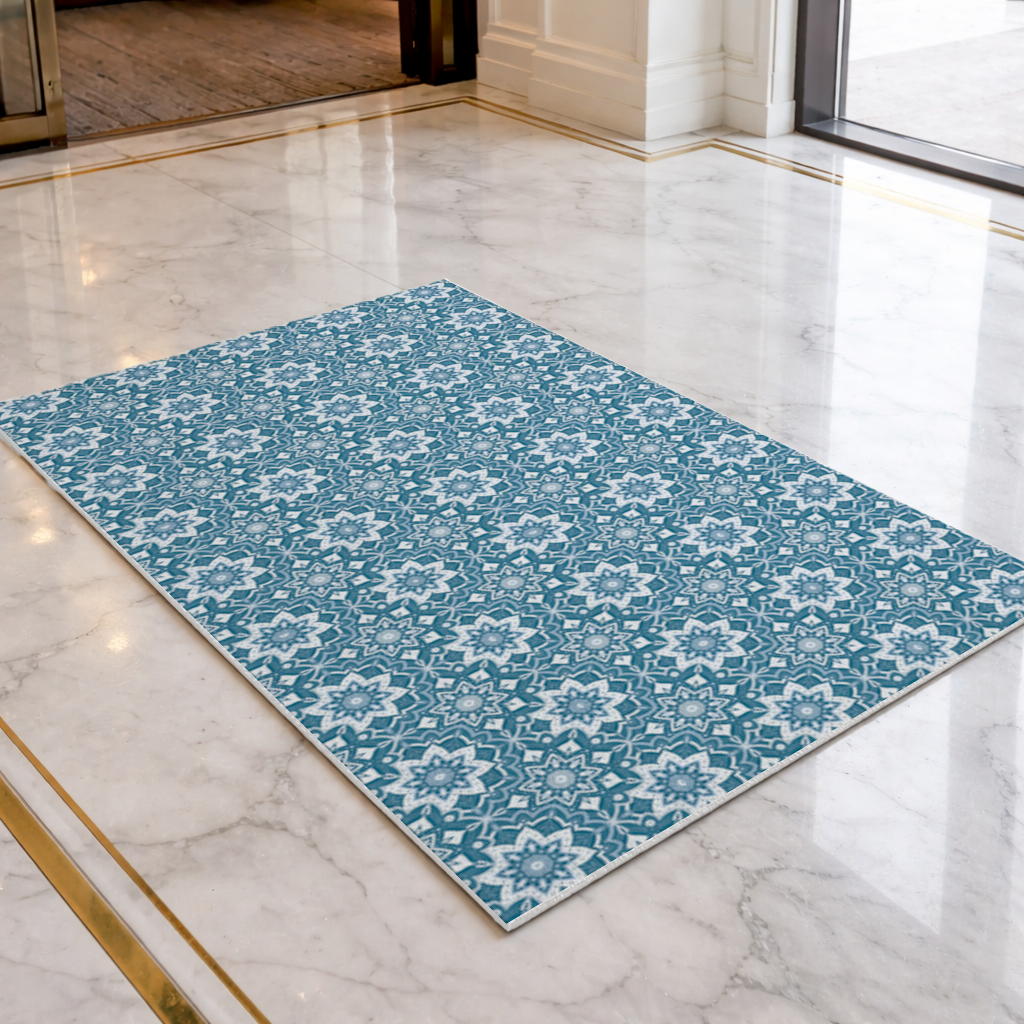 Elegant Blue Mandala Pattern Doormat