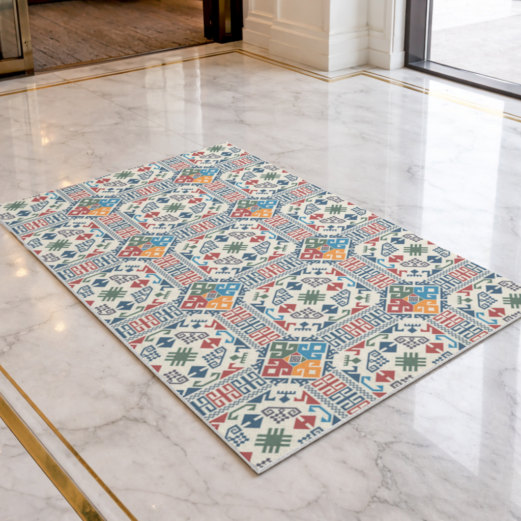 Multicolor Ethnic Geometric Motif Doormat