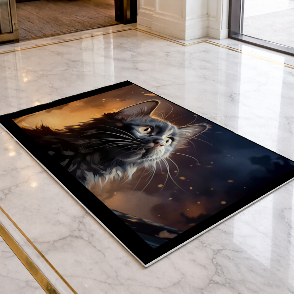 Black Cat Digital Art Doormat