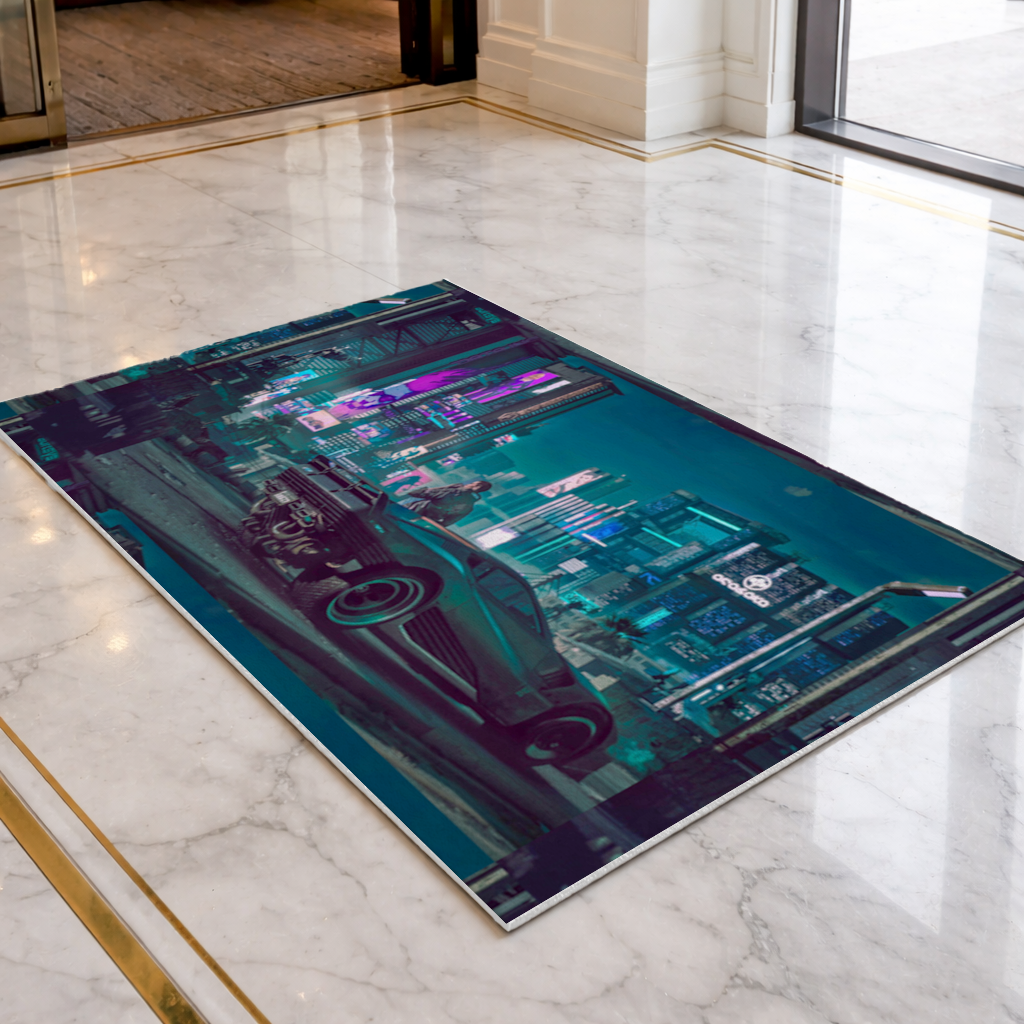 Cyberpunk Themed Customizable Gaming Design Product Doormat