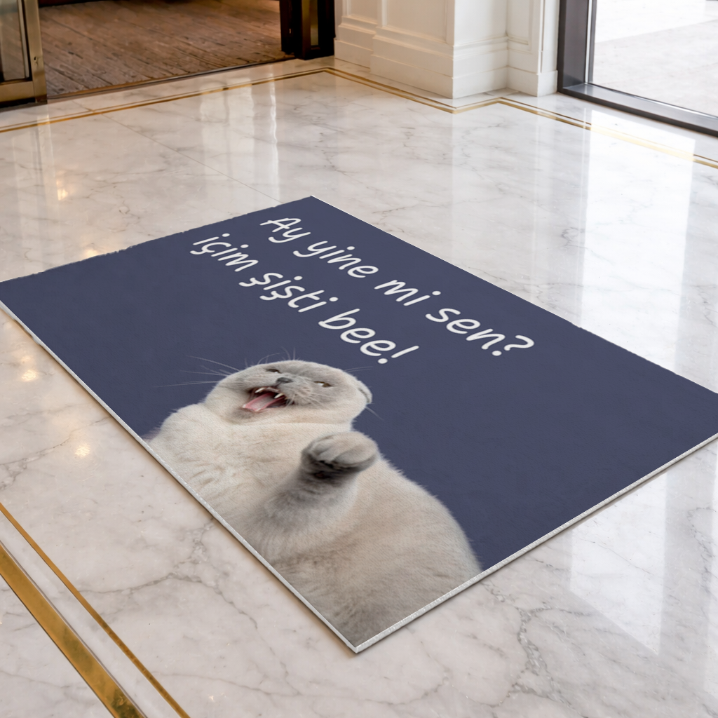 Relatable Grumpy Cat with Sarcastic Line Doormat
