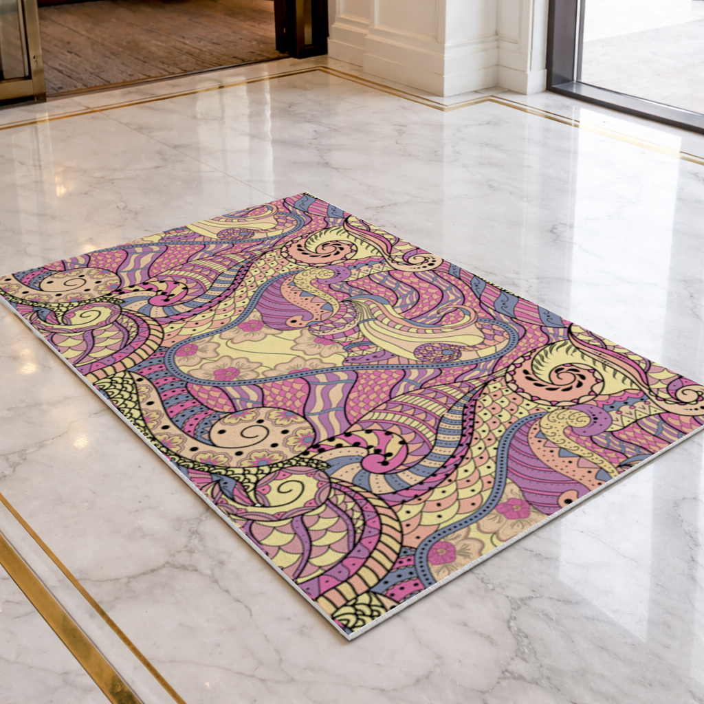 Psychedelic Zentangle Floral Doormat